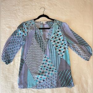 Banana Republic Smocked Geometric
Print Blouse